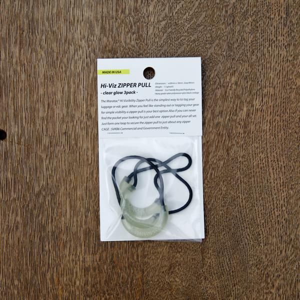 MARATAC  Zipper Pull-Hi Viz 3P  (Clear Glow)
